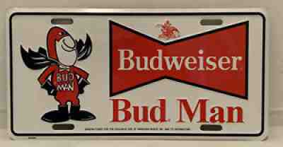 Bud Man Budweiser License Plate Beer Unused