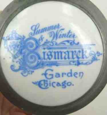 c1910 BISMARCK Beer GARDEN Anheuser Busch Chicago lidded stein mug porcelain lid