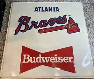 Vintage 1980â??s Atlanta Braves Budweiser Sign Metal 22 X 22