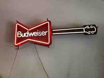 vintage budweiser Guitar neon sign Light Collectible Bar Beer Advertise