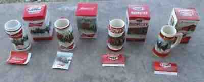 2016 2017 2018 2019 AUTHENTIC BUDWEISER Holiday Stein Christmas Mugs ALL BOXED