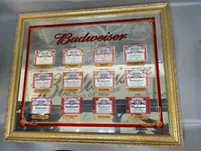 BUDWEISER MIRROR 2005 HISTORY OF LABELS LABEL 36â? X 30â? LOOK !!