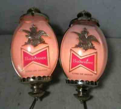 Large Vintage Pair Budweiser Beer Wall Sconces Lights 1950's/60's Tel-A-Sign USA