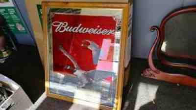 Vintage 2001 Authentic Budweiser Beer Canadian Geese Large Framed Mirror 34 x 28