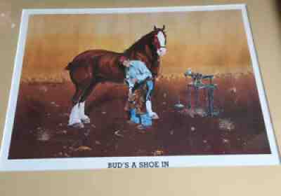 Budweiser Clydesdale 2 autographed '81-83 Prints by Carlos Hadaway