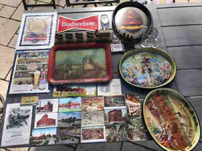 Vintage Budweiser Collection Beer Trays, Post Cards, Signs, Glasses, Tap, Adv.