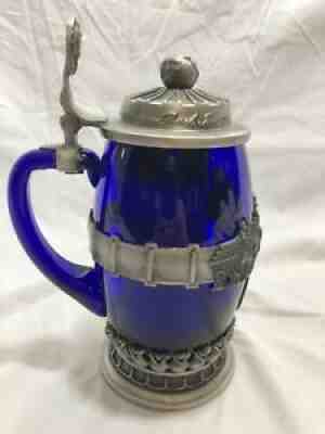 2004 Anheuser Busch Budweiser Famous Clydesdales Cobalt Blue & Pewter Stein memb