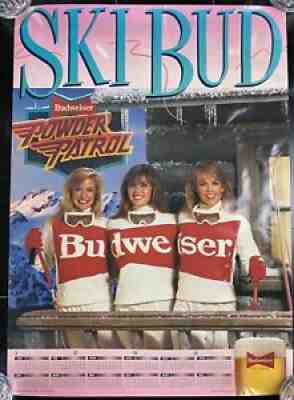 Vintage 1988 RARE Budweiser Bud Girls Ski Bud Poster Calendar 20