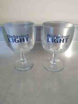 2 VINTAGE BEER GOBLET GLASSES 1982-84 BUDWEISER LIGHT RARE!!