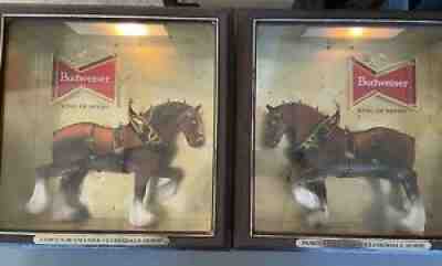 VTG BUDWEISER BEER CLYDESDALES LIGHTED SIGNS / WORKS *READ LISTING*