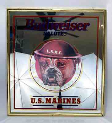 Budweiser Salutes Military US Marines Advertising Framed Bar Mirror