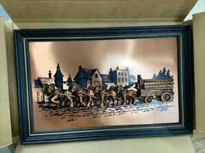 Budweiser Anheuser Busch Clydesdales Beer Wagon Copper Creations 3D Picture