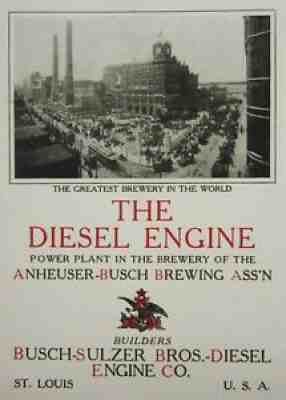 Vintage Anheuser Busch Brewery History Diesel Engine Factory Power Plant 1915