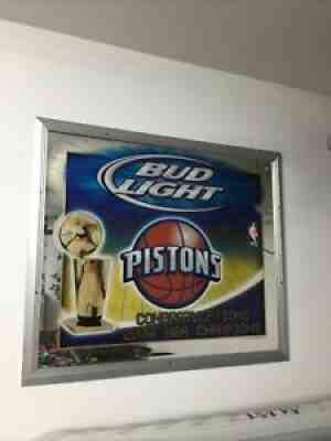 2004 Detroit Pistons Bar Budweiser Bud Light Mirror 46