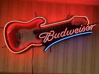 Budweiser Limited Edition Electric Guitar Neon Sign Rare Aria â??True Musicâ?