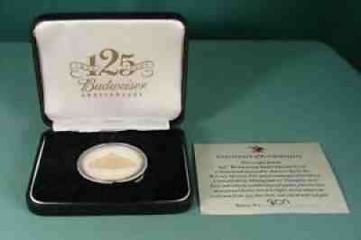 2001 BUDWEISER125th ANNIVERSARY COIN ~ COA & # .999 SILVER & 24K GOLD ~ ANHEUSER