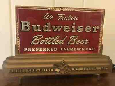 1940s VINTAGE BUDWEISER BAR BACK SIGN ADVERTISING ILLUMINATED