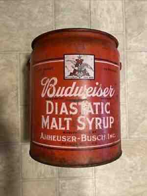 Vintage Budweiser diastic malt syrup metal drum 50 Pound Drum