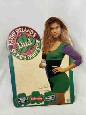 Vintage Kathy Ireland Huge Bud Light 1992 Advertising Table Top Tent Cut Out