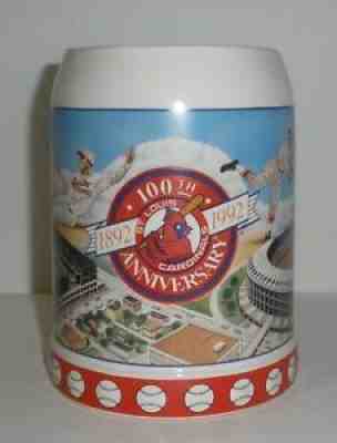 ST LOUIS CARDINALS 100th ANNIVERSARY 1892-1992 Budweiser Stein ceramic mug