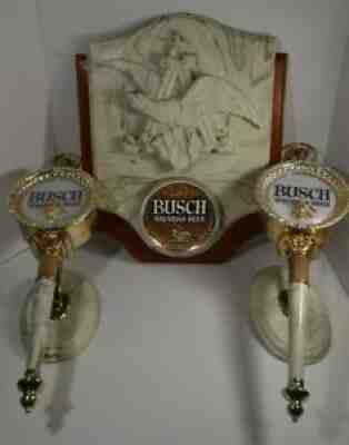 3 piece Anheuser Busch Bavarian Beer Wall Sconce Eagle Plaque sign light up BUD