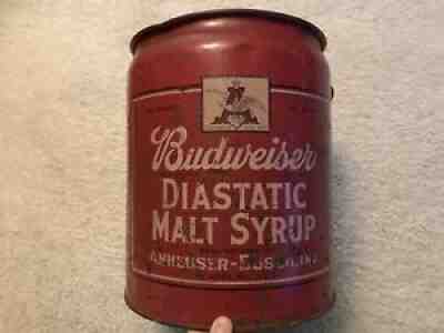 BUDWEISER Diastatic Malt Syrup 60 lb. Vintage Metal Drum, Anheuser-Busch RARE