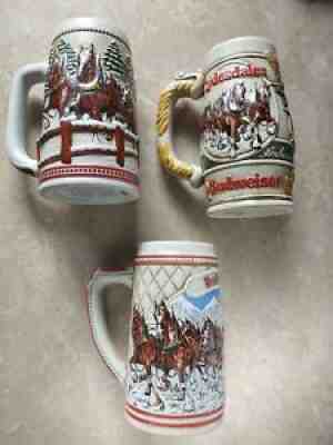 Budweiser Anheuser Busch 1983 1984 1985 Holiday Clydesdales Ceramarte Stein Mug