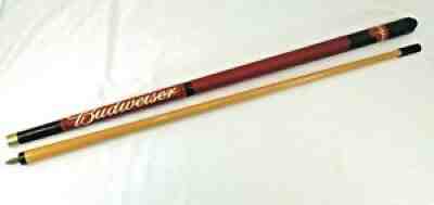 Vintage Budweiser 2-piece Pool Cue 19.5oz Black Red Thread Grip 57" Taiwan A