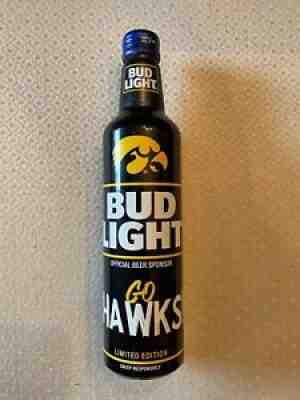 Bud Light â??Go Hawksâ?16 oz. aluminum bottle for Iowa Hawkeyes.