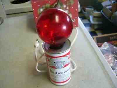 VINTAGE BUDWEISER CAN LAMP WITH RED DANCING EDISON BULB WORKING