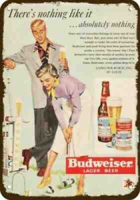 1949 BUDWEISER BEER & Croquet Vintage Look Edge DECORATIVE REPLICA METAL SIGN