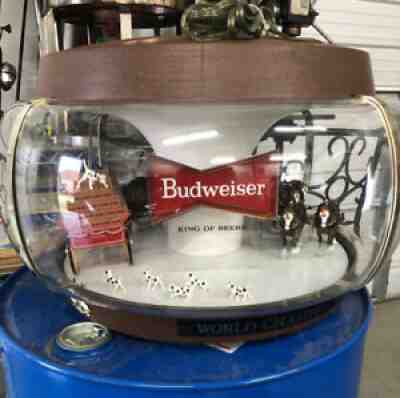 FULLY FUNCTIONING MOTION BUDWEISER LIGHTED CLYSDALE HORSE CAROSEL LIGHT.