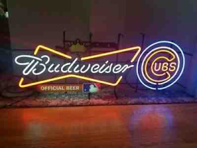 Budweiser beer chicago Cubs MLB baseball neon light up sign Wrigley field bar