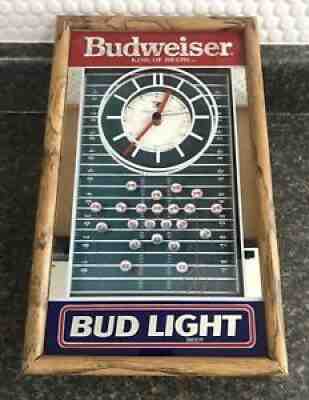 Vintage Budweiser BUD LIGHT Football Clock NFL Bud Bowl FOOTBALL FIELD