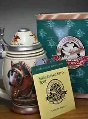 Anheuser Busch Collectors Club Budweiser Stein 2001 Clydesdale Living The Legacy