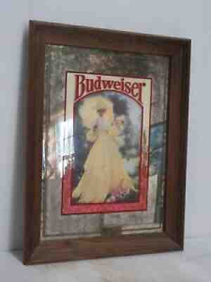 Vintage Rare Brytone Mechanical Mirror Works NY Anheuser-Busch Budweiser Girl