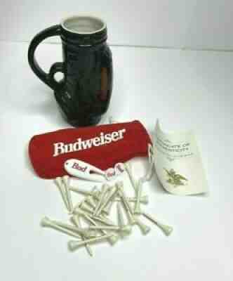 Vintage BUDWEISER BUD Ceramic Golf Bag Stein, With Tee's MADE IN BRAZIL 1993