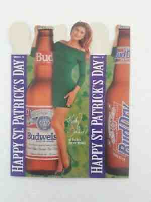 KATHY IRELAND St Patrick's Budweiser Vintage Table Top Tent Standee 1994 Ad