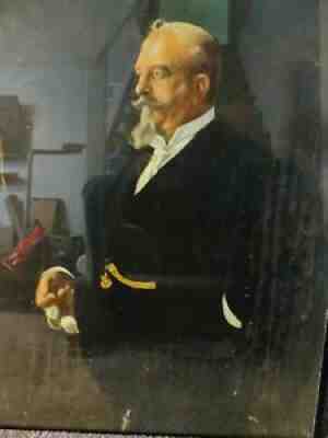 Killer Antique Adolphus Busch Anheuser Portrait On Canvas Beer Brewery Budweiser