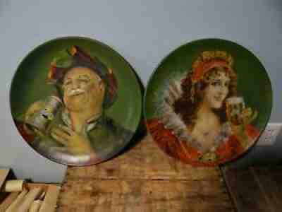 Pair Original 1907 Lemp Brewery St Louis Charger Tray Beer Signs Pre Prohibition