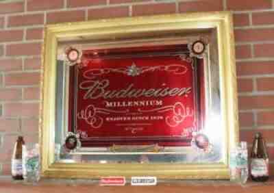 Collectors Vintage Budweiser Millennium BEER MIRROR SIGN. 32.5