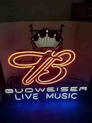 (VTG) Budweiser beer live music neon light up sign bar pub game room man cave