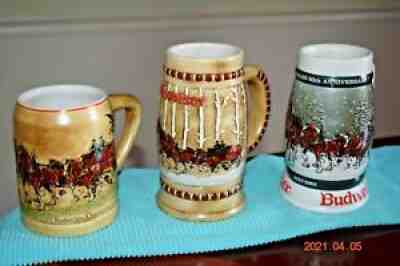 1980, 81 & 82 Steins - VERY 1st, 2nd & 3rd Budweiser Holiday Series, Clydesdales