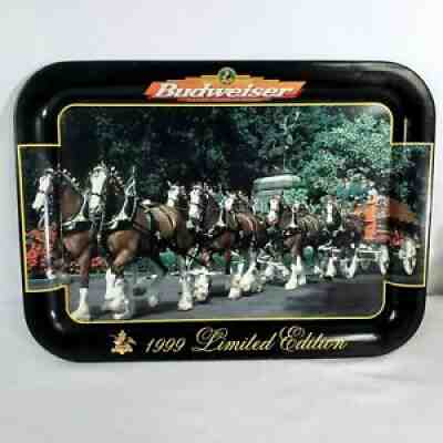 Limited #'d Edition BUDWEISER Beer Metal Tray Spring Clydesdales Hologram 1999