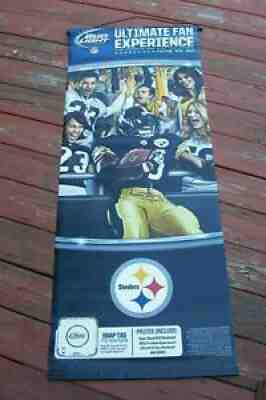 Vintage Pittsburgh Steelers BUD LIGHT Beer Bar Hanging Schedule Banner Sign -