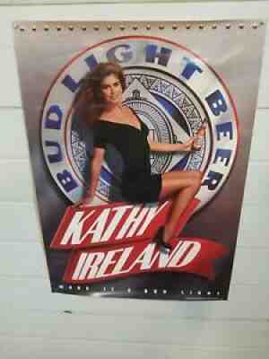 Vintage 1993 Bud Light Budweiser Beer Poster Sexy KATHY IRELAND (28