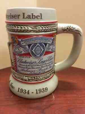 Budweiser Evolution of the Label 1934-39. 2000 State Convention Beer Mug Stein