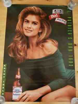 Kathy Ireland Poster Budweiser Bud Light Dry Beer St. Patrick's Day 1993 VINTAGE