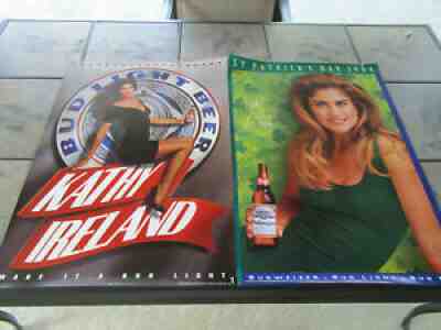 Kathy Ireland Posters 1994 Budweiser &1993 Bud Light IRISH MAN CAVE sign COMBO