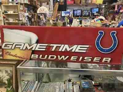 Vintage Budweiser GAMETIME Indianapolis COLTS Logo Metal Embossed Sign Man Cave